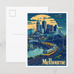 Postal Melbourne Australia Vintage Travel Ilustracion