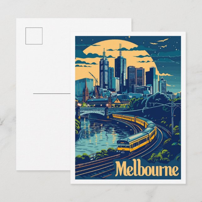 Postal Melbourne Australia Vintage Travel Ilustracion (Anverso / Reverso)