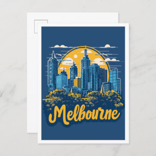 Postal Melbourne Australia Vintage Travel Ilustracion