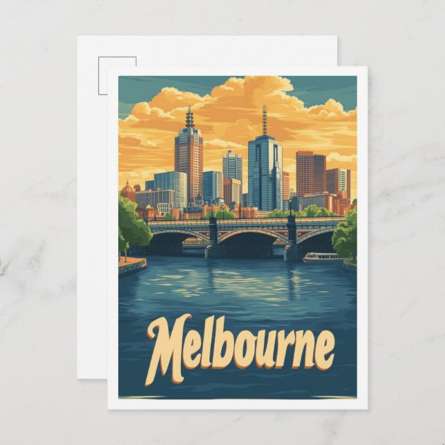 Postal Melbourne Australia Vintage Travel Ilustracion (Anverso / Reverso)
