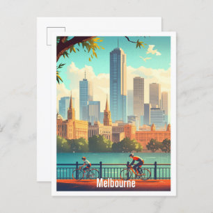 Postal Melbourne Australia Vintage Travel Ilustracion