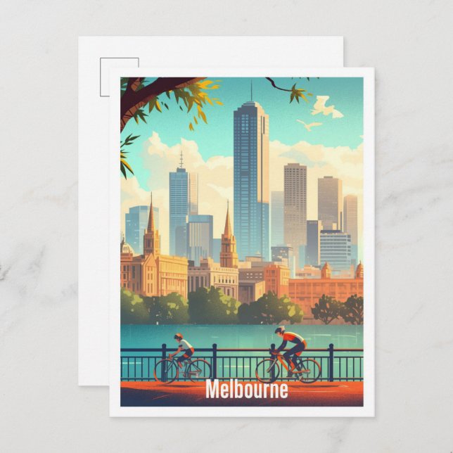 Postal Melbourne Australia Vintage Travel Ilustracion (Anverso / Reverso)
