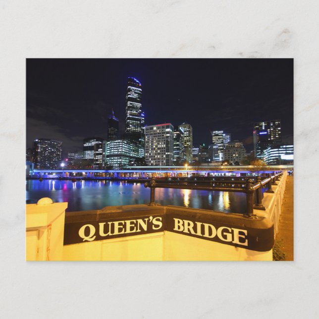 Postal Melbourne CBD Queens Bridge City Lights (Anverso)