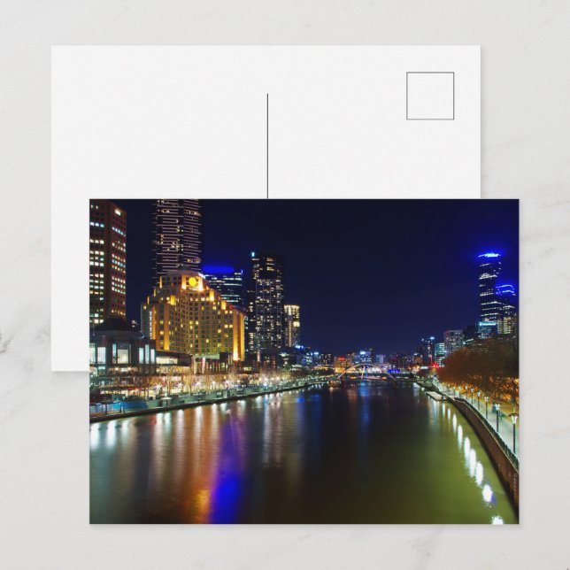Postal Melbourne de noche (Anverso / Reverso)