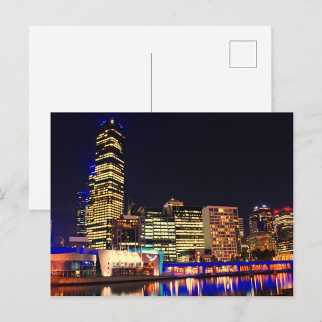 Postal Melbourne de noche (Anverso / Reverso)