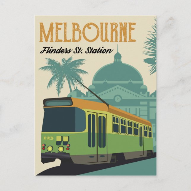 Postal Melbourne, Flinders Street Station Tram (Anverso)