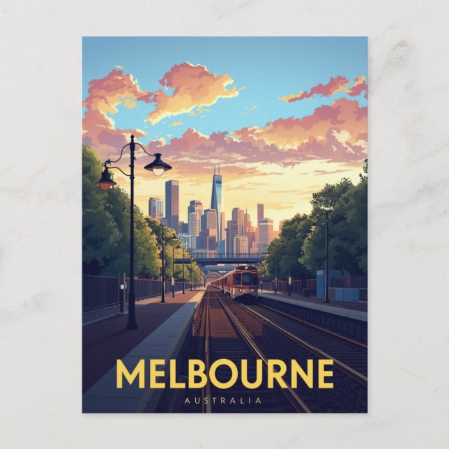 Postal Melbourne Skyline Train Station (Anverso)