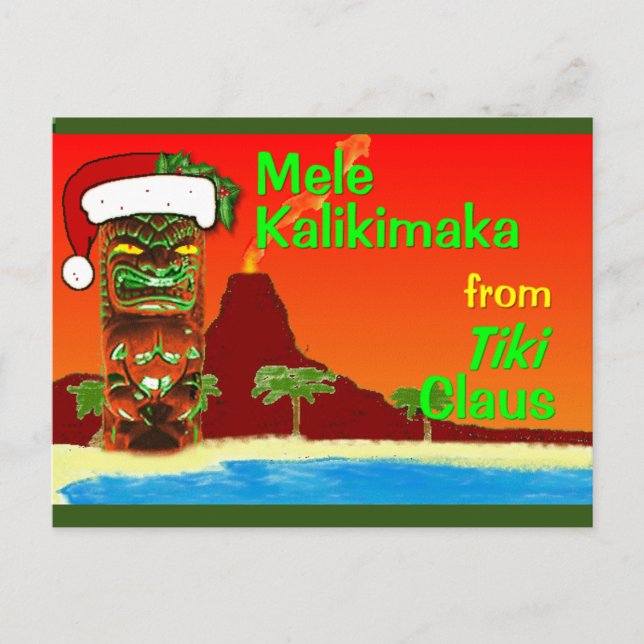 Postal Mele Kalikimaka de Tiki Claus (Anverso)