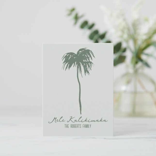 Postal Mele Kalikimaka Elegante Palm de Navidades hawaian (Anverso de pie)