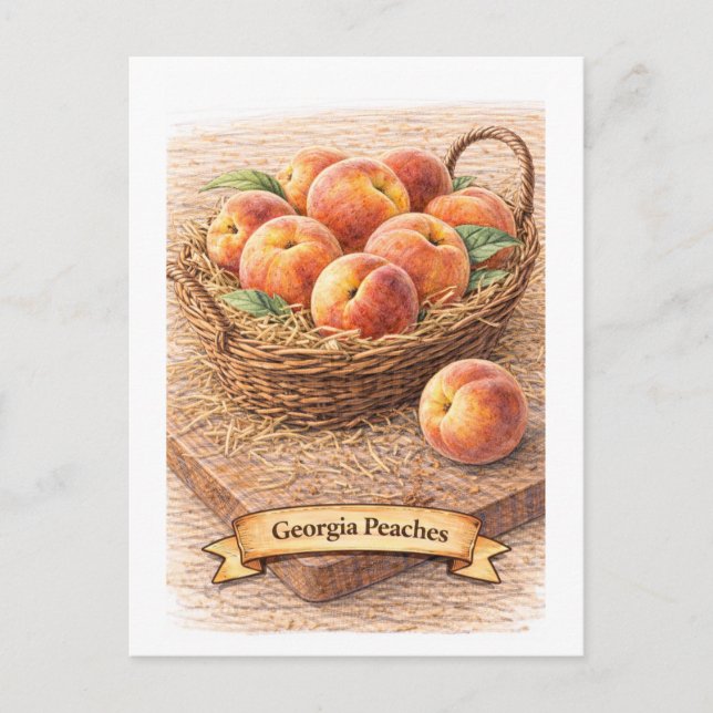 Postal Melocotones de Georgia (Serie de Comida Americana) (Anverso)