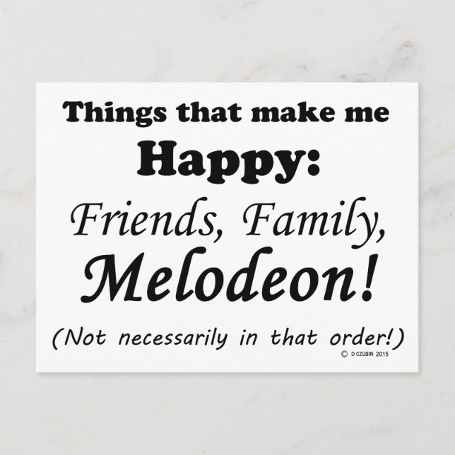 Postal Melodeon me hace feliz (Anverso)