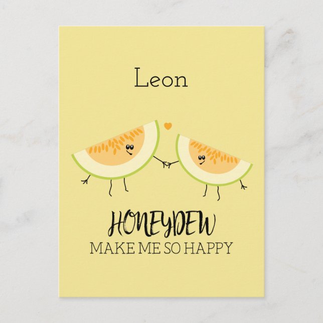 Postal Melons Me Haces Feliz Foodie Humor Fruit Pun (Anverso)