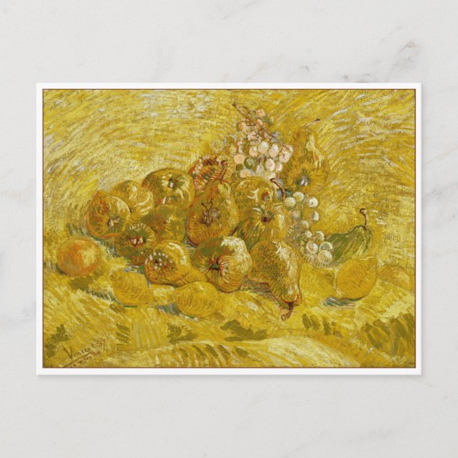Postal Membrillos, limones, peras y uvas de Van Gogh (Anverso)