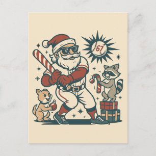 Postal Meme de béisbol de Navidad 67 de Santa