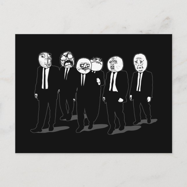 Postal meme de cómic furioso se enfrenta a la marcha (Anverso)