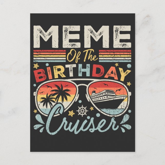 Postal Meme de la Vacación del Crucero de Cumpleaños (Anverso)