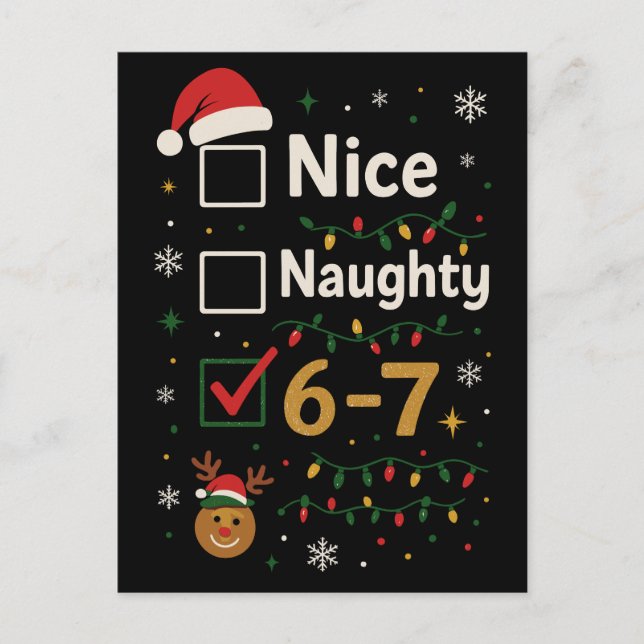 Postal Meme de Navidad travieso o bueno 6-7  (Anverso)