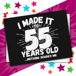 Postal Meme sarcástico de 55 años Funny 55 cumpleaños<br><div class="desc">Este divertido diseño de 55 años hace un gran chiste de humor sarcástico o regalo de novedad para un tema de 55 años o una sorpresa de 55 cumpleaños. Funcionalidades como "Lo hice a los 55 años... nada me asusta", un gracioso meme de 55 años que tendrá muchas risas de...</div>