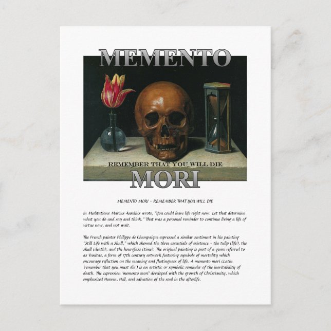 Postal Memento Mori - Recuerda que morirás Postcard (Anverso)