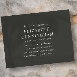 Postal Memorial de recuerdo moderno simple cita