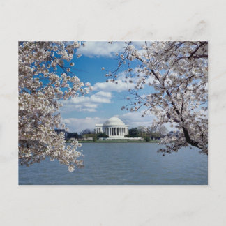 Postal Memorial de Thomas Jefferson con flores de cerezo
