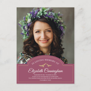 Postal Memorial Funeral Monograma Clásico Foto Gracias