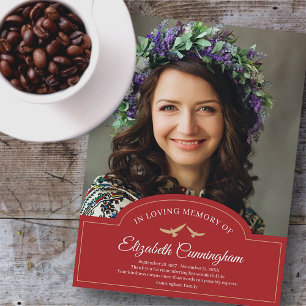 Postal Memorial Funeral Monograma Clásico Foto Gracias