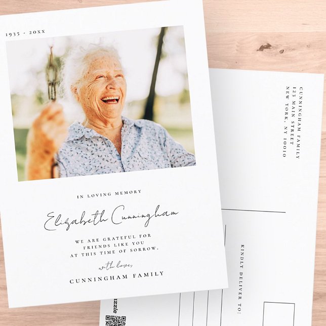 Postal Memorial Recuerdo Elegante Sencillo Moderno Foto (Subido por el creador)