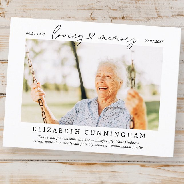 Postal Memorial Simple Moderno Foto Con Memoria De Amor (Subido por el creador)