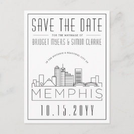 Postal Memphis Boda | Estilizado Skyline Guardar la fecha