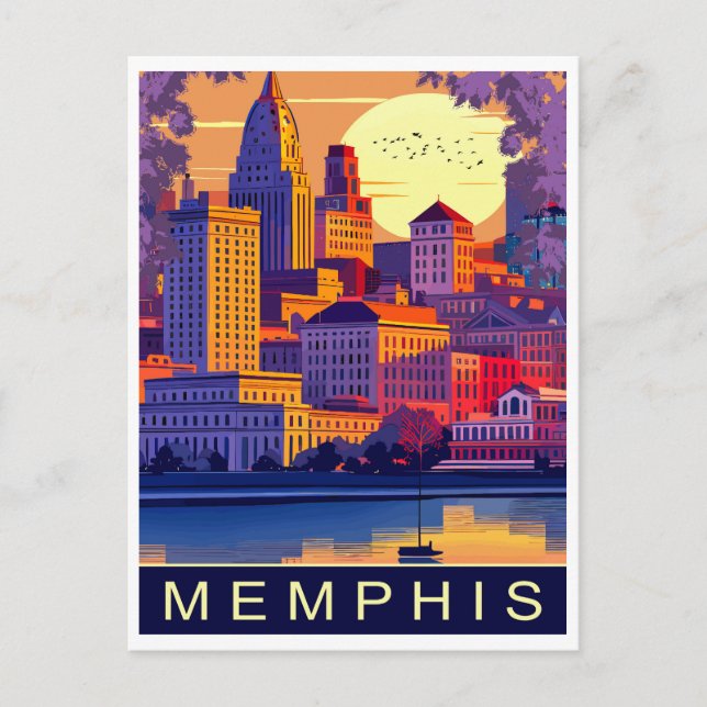 Postal Memphis, río Misisipi, viajes (Anverso)