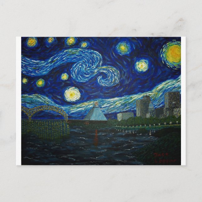 Postal "Memphis Starry Night" por Jack Lepper (Anverso)