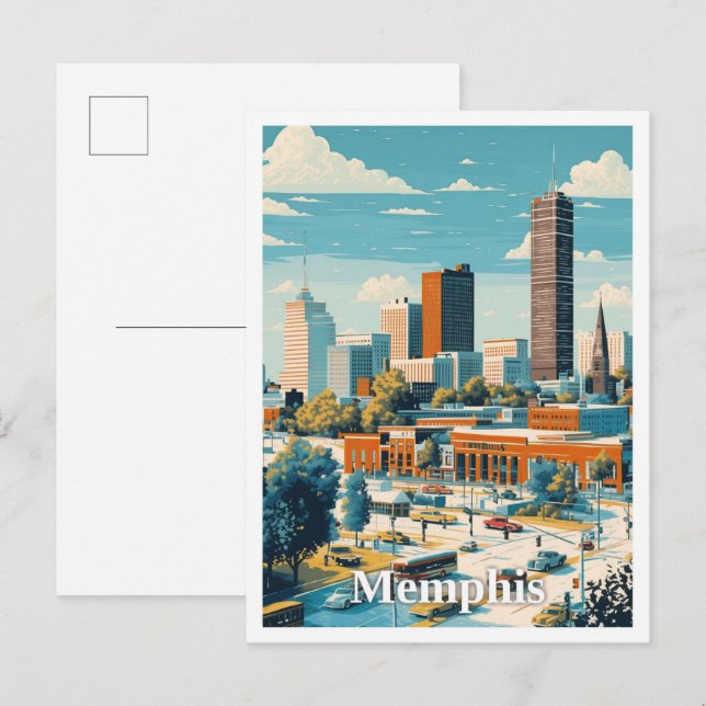 Postal Memphis Tennessee Art Vintage Travel Ilustracion (Anverso / Reverso)