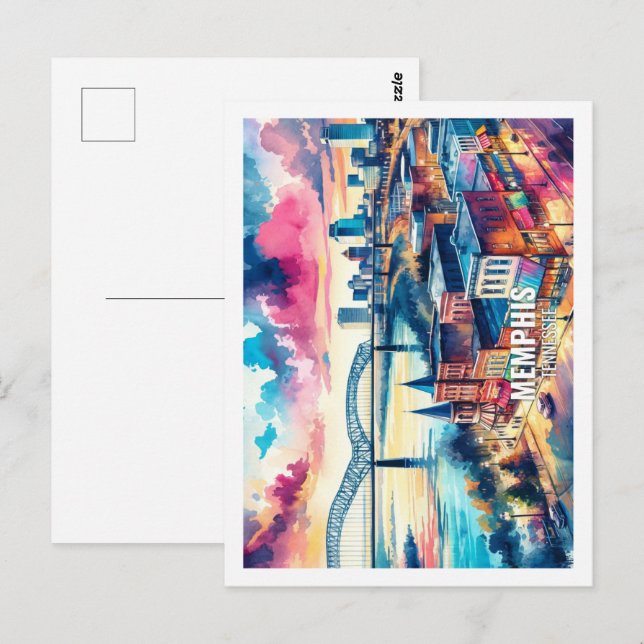 Postal Memphis Tennessee Estados Unidos Famosa Place acua (Anverso / Reverso)