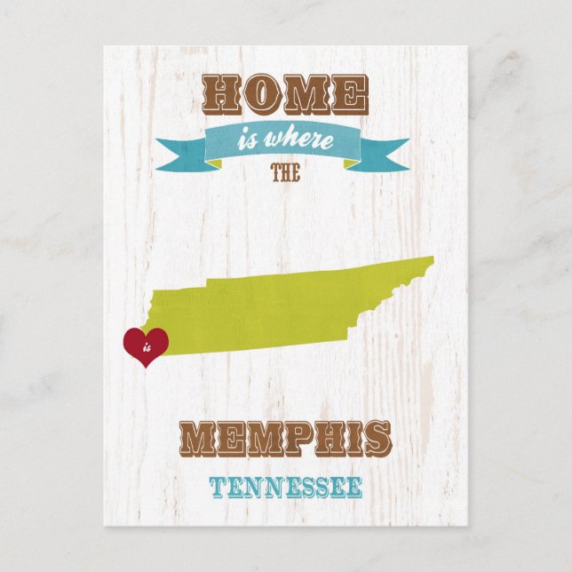 Postal Memphis, Tennessee Map - Home Es Donde El Corazón  (Anverso)
