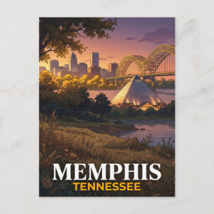 Postal Memphis Tennessee Río Mississippi Horizonte Viaje
