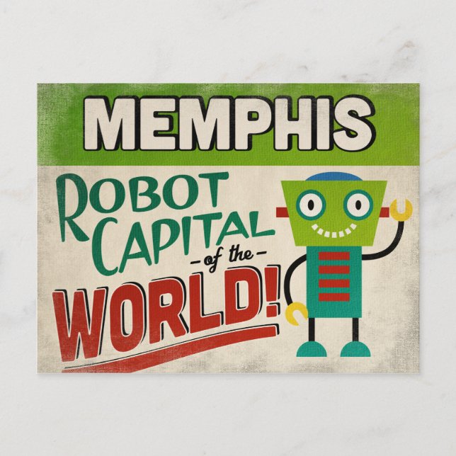 Postal Memphis Tennessee Robot - Gracioso Vintage (Anverso)