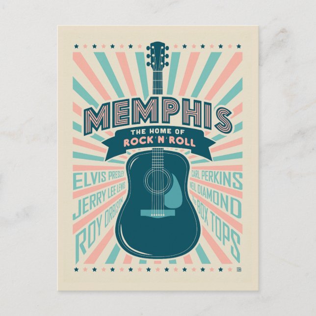 Postal Memphis, TN: Serie de guitarras | Rock-N-Roll (Anverso)