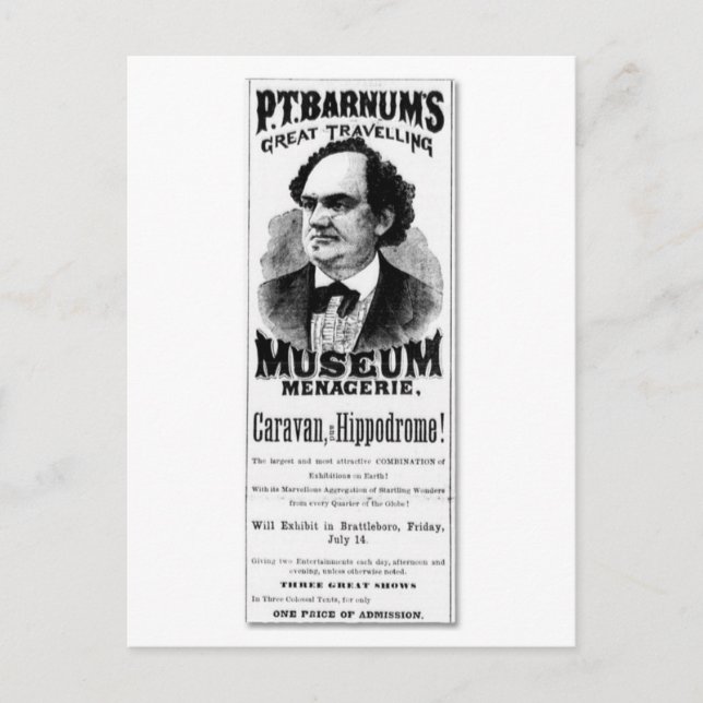 Postal Menagerie, el gran museo de viajes de P.T. Barnum (Anverso)