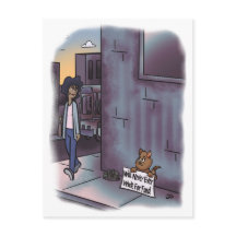 Mendigar gato con Rótulo