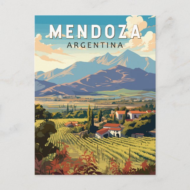Postal Mendoza Argentina Viajes Arte Vintage (Anverso)