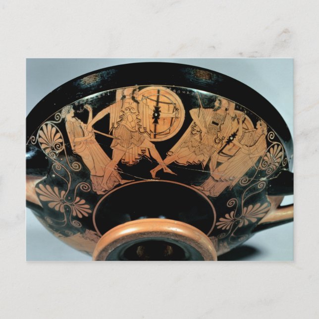 Postal Menelaos, acompañados de Afrodita (Anverso)