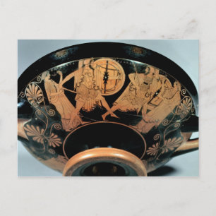 Postal Menelaos, acompañados de Afrodita