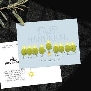 Postal Menorá de Hanukkah de Aceitunas Logotipo de la e