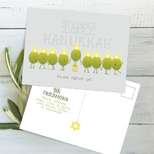 Postal Menorá de Hanukkah Olivas, Grupo Gris