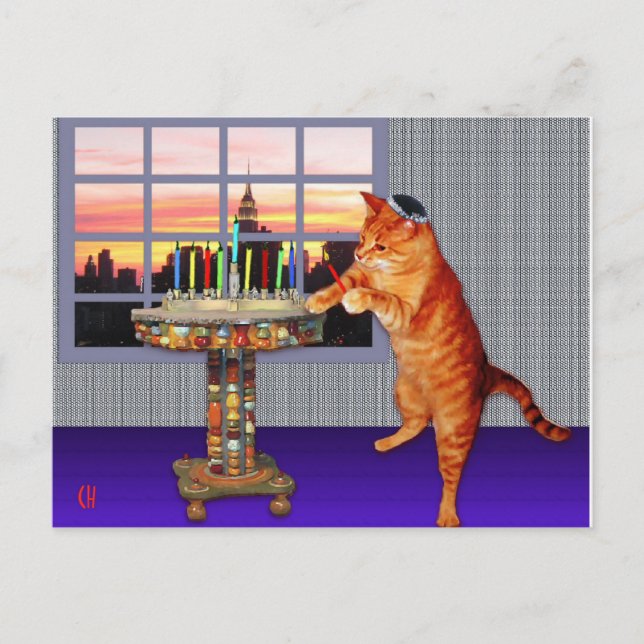 Postal Menorah Cat (Anverso)