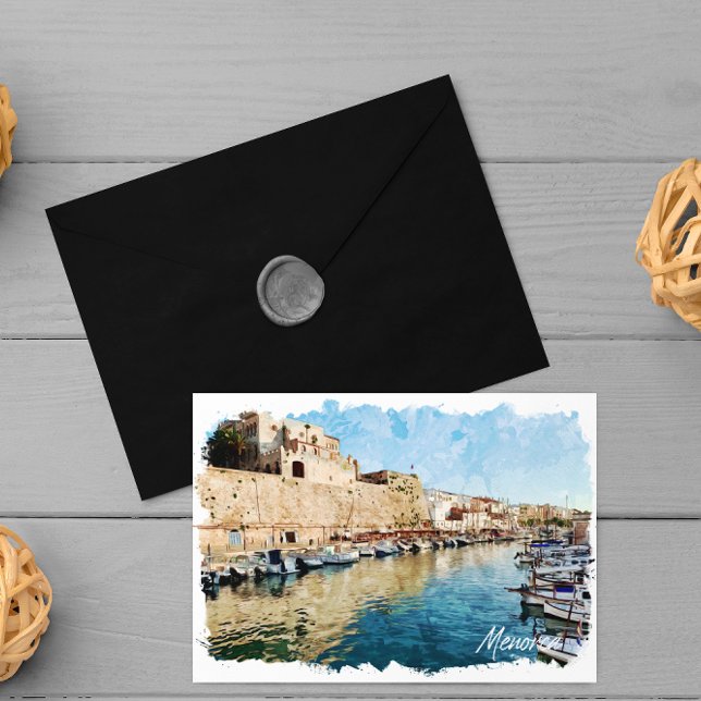 Postal Menorca Baleares Port Ciutadella Travel (menorca spain baleares postcard)