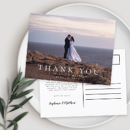 Postal Mensaje de agradecimiento de fotos de boda minimal