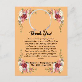 Postal Mensaje de agradecimiento por condolencias en un f