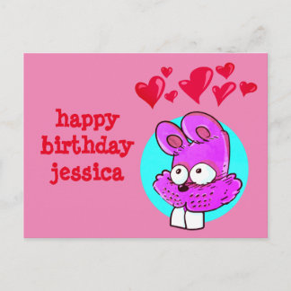 Postal mensaje de cumpleaños feliz de conejo personalizad
